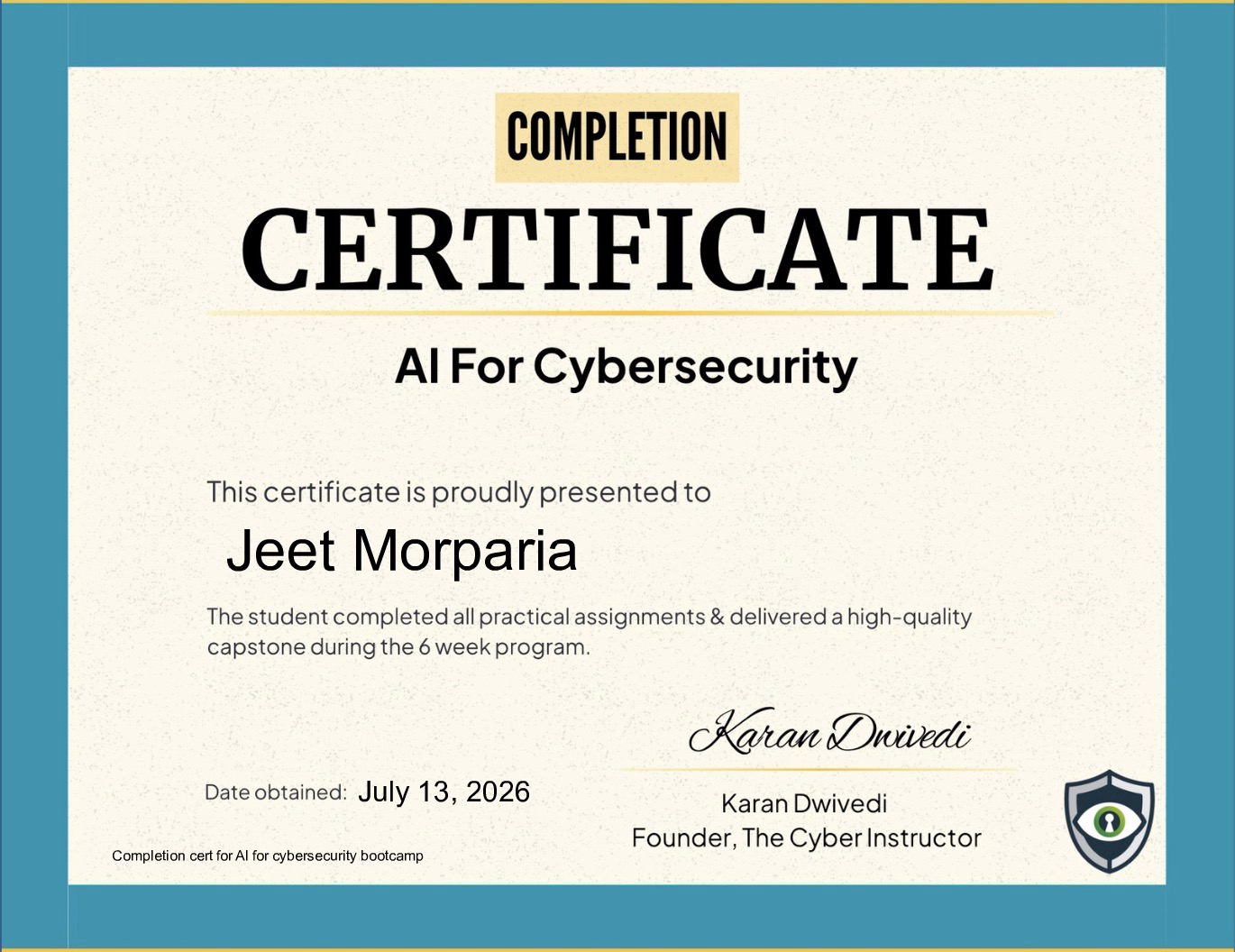 Jeet Morparia - AI for Cybersecurity