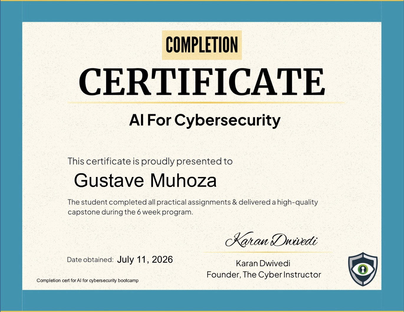 Gustave Muhoza - AI for Cybersecurity