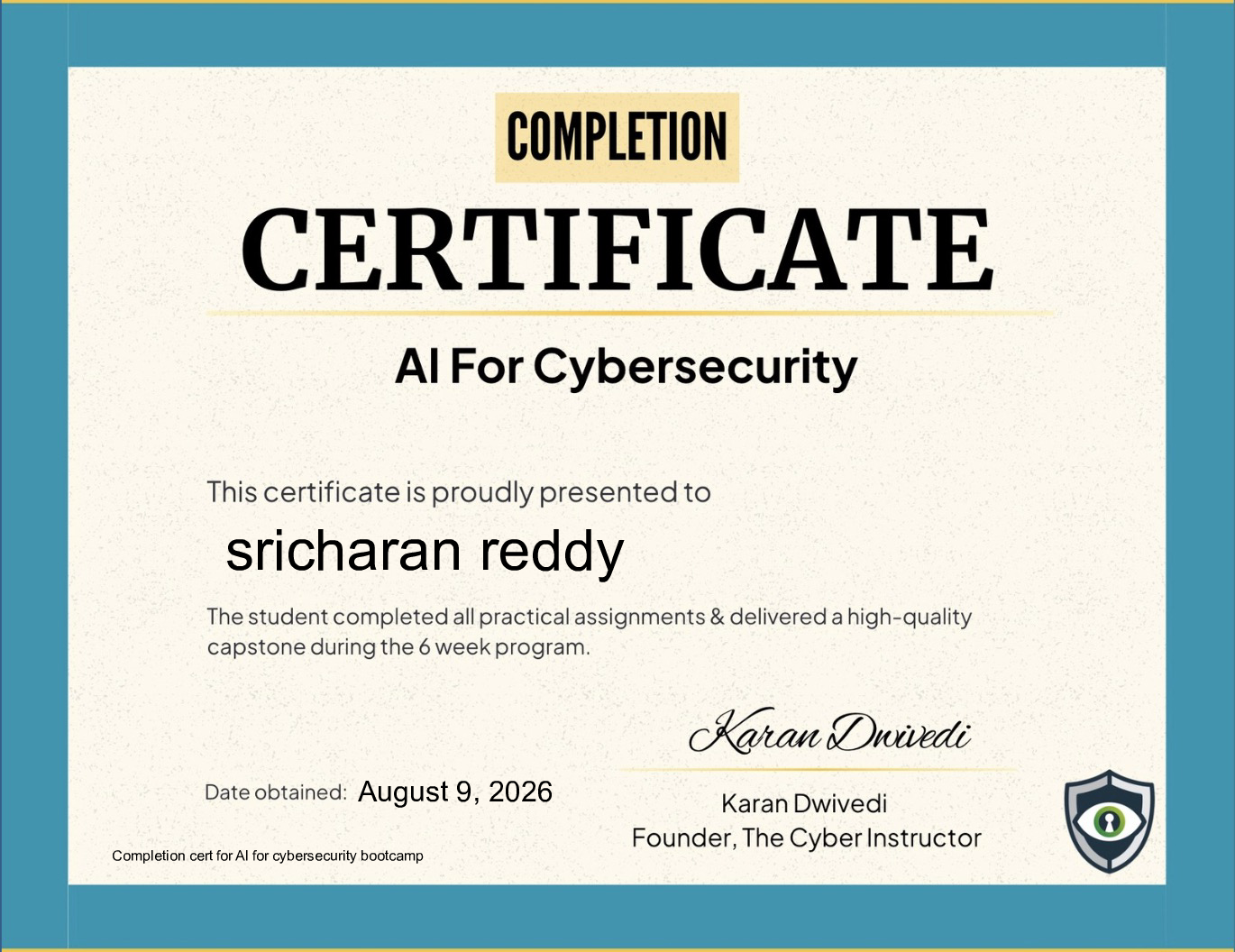 sricharan reddy - AI for Cybersecurity