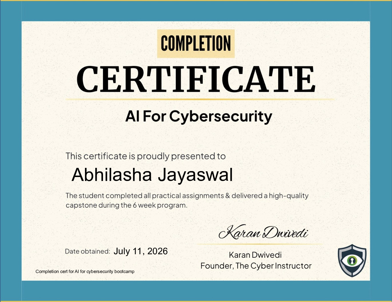 Abhilasha Jayaswal - AI for Cybersecurity
