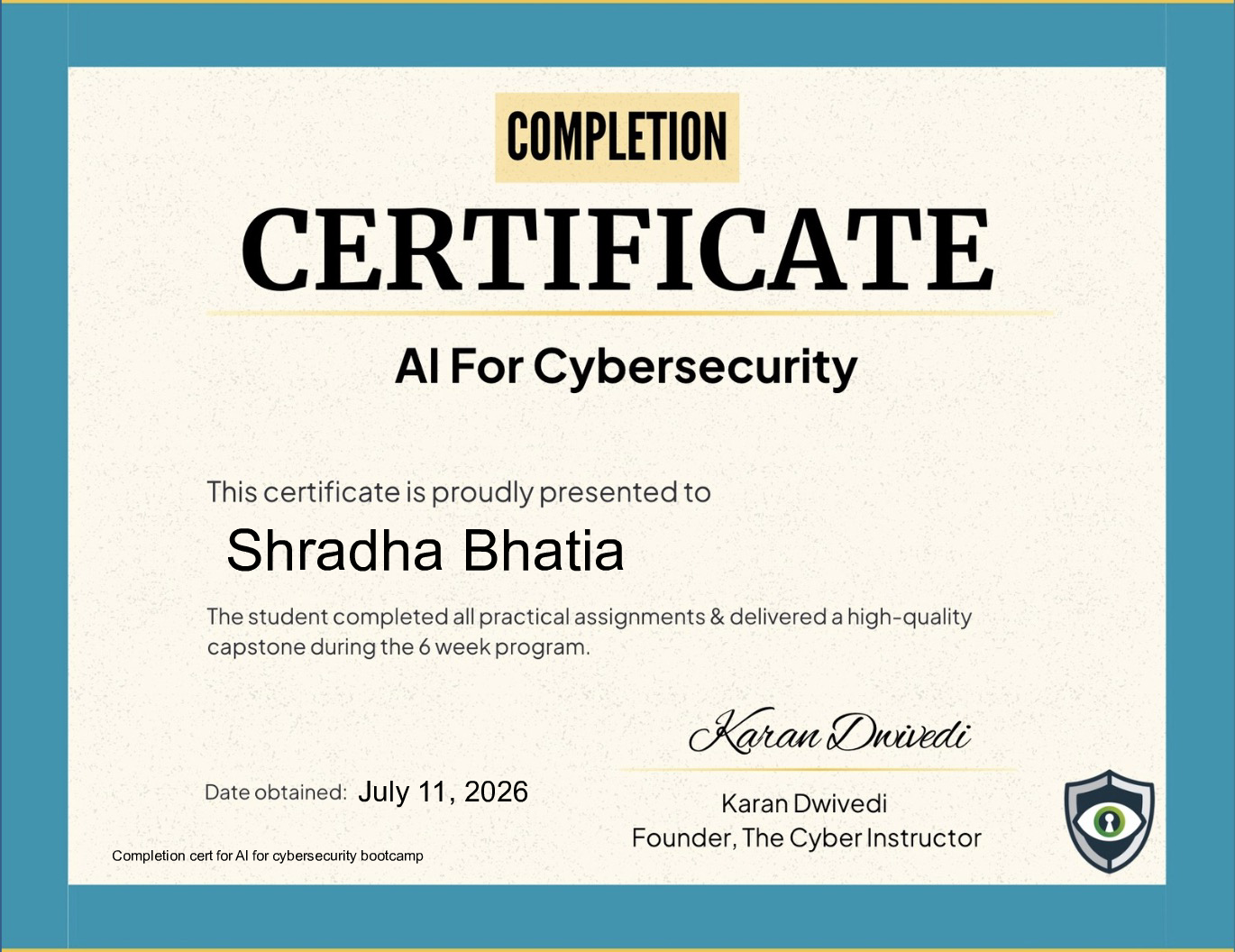 Shradha Bhatia - AI for Cybersecurity