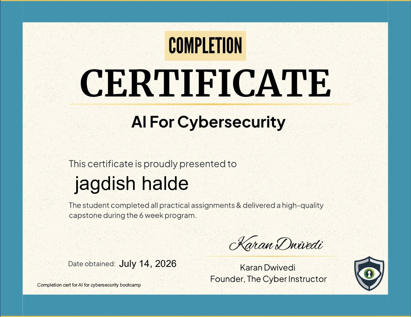 jagdish halde - AI for Cybersecurity