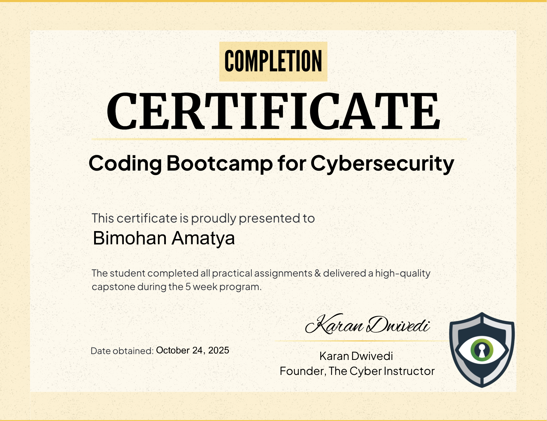 Bimohan Amatya - Coding Bootcamp For Cybersecurity Professionals