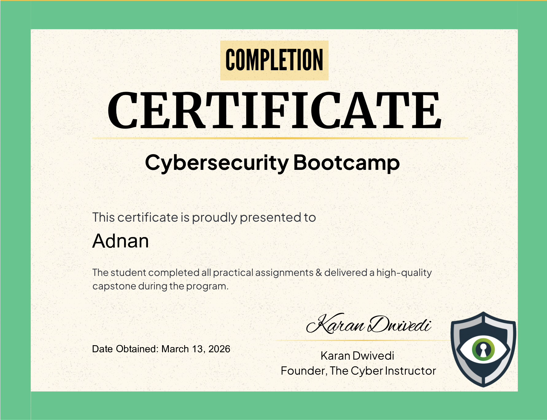 Adnan  - Cybersecurity Bootcamp